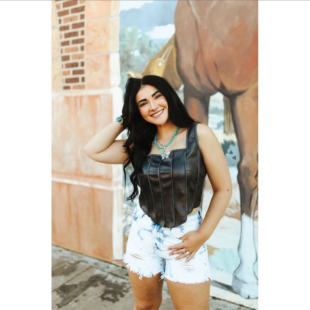 NWT 2Fly Faux Leather Corset Top Black Western Boutique Womens XS/S